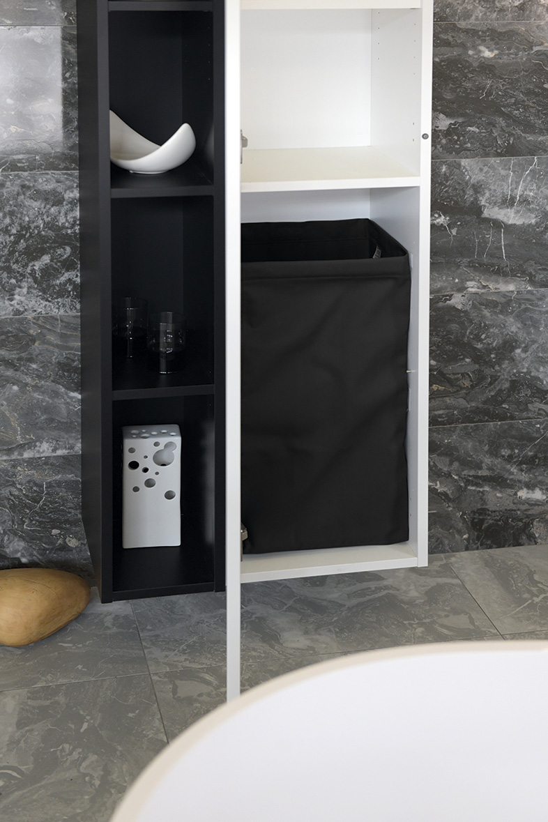 Prádelní koš do skříně 310x570x230mm, suchý zip, černá UPE600B